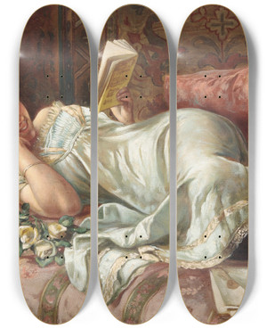 Triptych art skateboard deck of Fabio Cipolla Amusing Book by Fabio Cipolla (1854-1914)