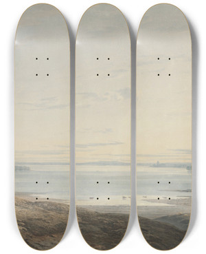 Triptych art skateboard deck of John Varley The Curfew by John Varley (1778-1842)