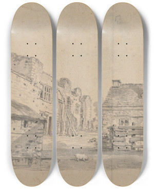 Triptych art skateboard deck of James Ward Collcombe Castle Devonshire by James Ward (1769-1859)