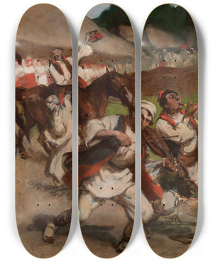 Triptych art skateboard deck of Wodzimierz Tetmajer Folk Scene King Among Peasants by Wlodzimierz Tetmajer (1861-1923)