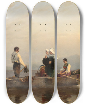 Triptych art skateboard deck of Josef Wopfner Ave Maria by Josef Wopfner (1843-1927)