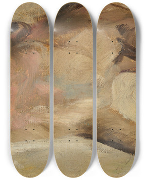 Triptych art skateboard deck of Wilhelm Kuhnert Schweinsaffe by Wilhelm Kuhnert (1865-1926)