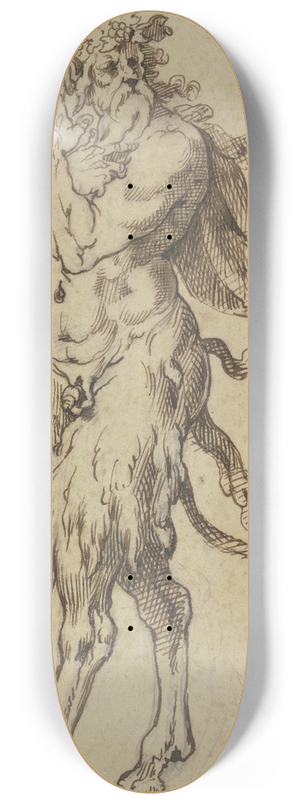Agostino Carracci - Old satyr to the left 8.25 inch art skate deck