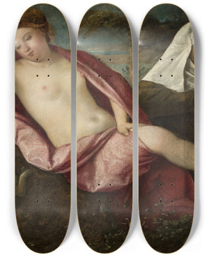 Triptych art skateboard deck of Cariani Village Concert by Cariani (1490-1547)