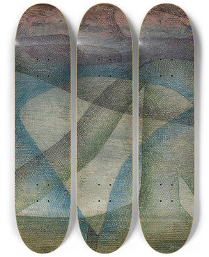 Triptych art skateboard deck of Paul Klee Regentag by Paul Klee (1879-1940)
