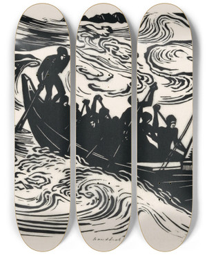 Triptych art skateboard deck of Johannes Frederik Engelbert Ten Klooster De Kaap by Johannes Frederik Engelbert Ten Klooster (1873-1940)