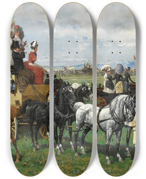 Triptych art skateboard deck of Giuseppe Gabani The Derby Reale by Giuseppe Gabani (1846-1899)