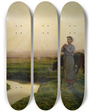 Triptych art skateboard deck of Jules Breton Lematin by Jules Breton (1827-1906) Triptych art skateboard deck of Jules Breton Lematin by Jules Breton (1827-1906)