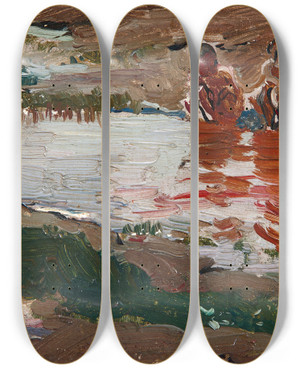 Triptych art skateboard deck of Joaqun Sorolla En El Rio Atthe Riverside by Joaquin Sorolla (1863-1923)
