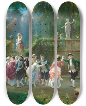 Triptych art skateboard deck of Guglielmo Innocenti Fte Champtre by Guglielmo Innocenti