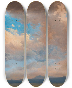 Triptych art skateboard deck of Adalbert Stifter Wolkenstudie_1 by Adalbert Stifter (1805-1868)