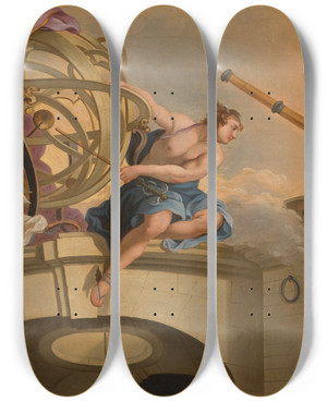 Triptych art skateboard deck of After Jacques De Lajoue An Allegory Of Astronomy by After Jacques De Lajoue (1687-1761)