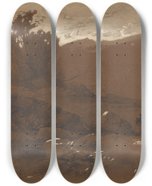 Triptych art skateboard deck of William Hart Figures In A Landscape by William Hart (1823-1894)