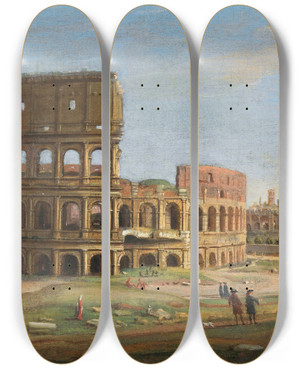 Triptych art skateboard deck of Gaspar Van Wittel Colosseum by Gaspar Van Wittel (1653-1736) Triptych art skateboard deck of Gaspar Van Wittel Colosseum by Gaspar Van Wittel (1653-1736)