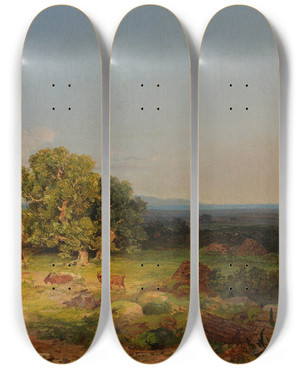 Triptych art skateboard deck of Jasper Francis Cropsey Italian Landscape by Jasper Francis Cropsey (1823-1900)