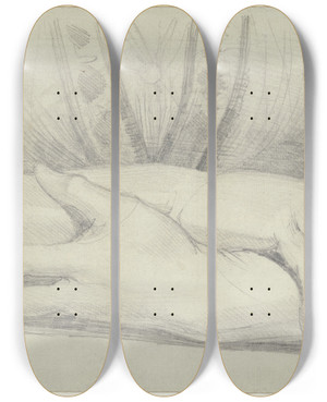 Triptych art skateboard deck of Henry Fuseli Handschuhe by Henry Fuseli (1741-1825)