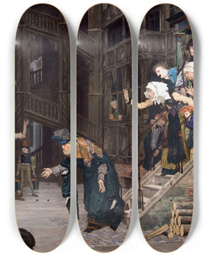 Triptych art skateboard deck of James Tissot The Return Of The Prodigal Son_2 by James Tissot (1836-1902) Triptych art skateboard deck of James Tissot The Return Of The Prodigal Son_2 by James Tissot (1836-1902)