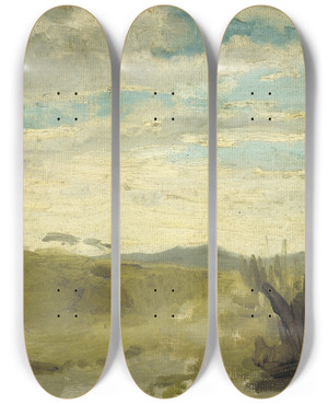 Triptych art skateboard deck of George Hendrik Breitner View In The Dunes Near Dekkersduin The Hague by George Hendrik Breitner (1857-1923)