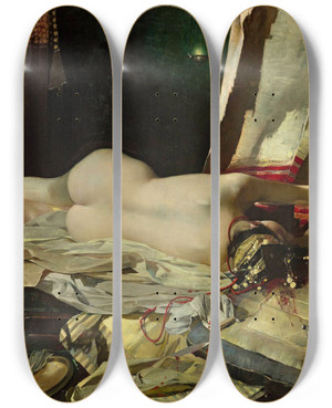 Triptych art skateboard deck of Franciszek Murko By Order Of Padishah Odalisque by Franciszek Zmurko (1859-1910)