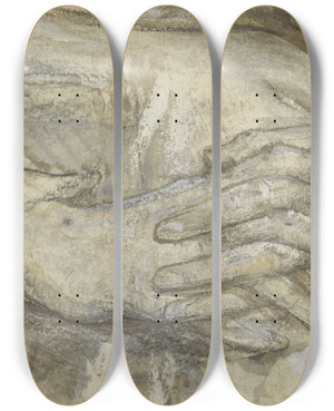 Triptych art skateboard deck of Jan Veth Studie Van Twee Gevouwen Handen_1 by Jan Veth (1864-1925)