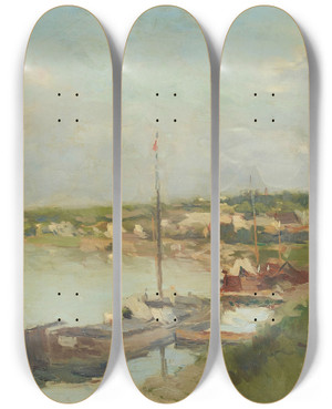 Triptych art skateboard deck of Albert Lebourg La Seine Au Basmeudon by Albert Lebourg (1849-1928) Triptych art skateboard deck of Albert Lebourg La Seine Au Basmeudon by Albert Lebourg (1849-1928)