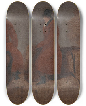Triptych art skateboard deck of Benjamin Marshall Studies Of Riders In The Hunting Field by Benjamin Marshall (1768-1835)