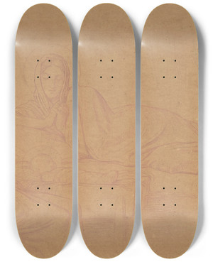 Triptych art skateboard deck of Jeanhippolyte Flandrin The Nativity by Hippolyte Flandrin (1809-1864)