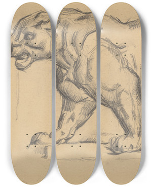 Triptych art skateboard deck of Paul Czanne Jaguar by Paul Cezanne (1839-1906)