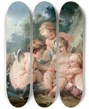 Triptych art skateboard deck of Franois Boucher Cupids In Conspiracy by Francois Boucher (1703-1770) Triptych art skateboard deck of Franois Boucher Cupids In Conspiracy by Francois Boucher (1703-1770)