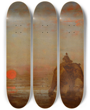 Triptych art skateboard deck of Flix Ziem Llphant by Felix Ziem (1821-1911)