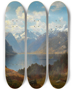 Triptych art skateboard deck of Joseph Schoyerer Urnersee by Joseph Schoyerer (1844-1923)