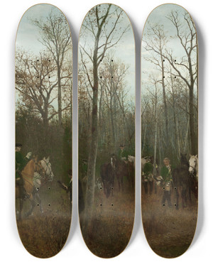 Triptych art skateboard deck of Maksymilian Gierymski Return From Hunting by Maksymilian Gierymski (1846-1874)