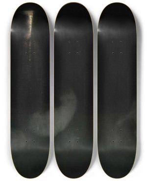 Triptych art skateboard deck of Jzef Pankiewicz Nocturne Swans In The Saxon Garden In Warsaw At Night Sleeping Swans Swans At Night by Jozef Pankiewicz (1866-1940)