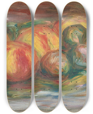 Triptych art skateboard deck of Pierreauguste Renoir Pches Et Prunes by Pierre-Auguste Renoir (1841-1919)