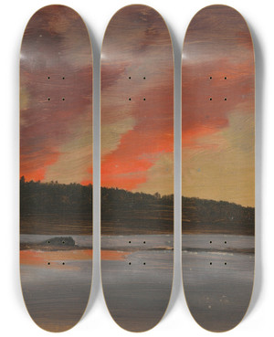 Triptych art skateboard deck of Frederic Edwin Church Sunset Near Bar Harbor Maine by Frederic Edwin Church (1826-1900) Triptych art skateboard deck of Frederic Edwin Church Sunset Near Bar Harbor Maine by Frederic Edwin Church (1826-1900)