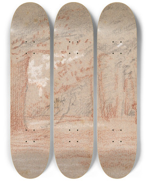 Triptych art skateboard deck of George Richmond Cedar Trees In A Park by George Richmond (1809-1896)