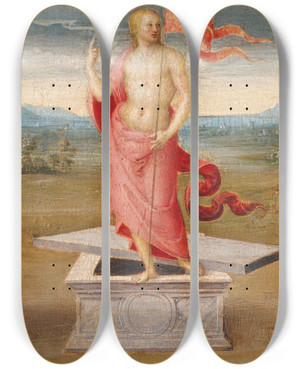 Triptych art skateboard deck of Pietro Perugino The Resurrection by Pietro Perugino (1450-1523)