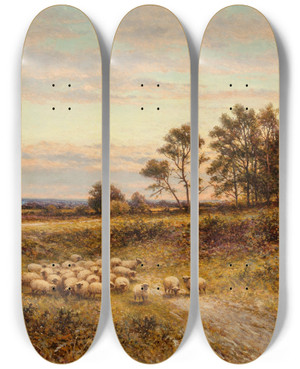 Triptych art skateboard deck of Alfred Augustus Glendening Grasmere Cumberland by Alfred Augustus Glendening (1861-1903)
