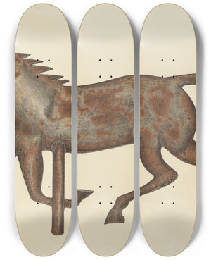 Triptych art skateboard deck of Nicholas Amantea Weather Vane Horse by Nicholas Amantea (1900-1978)