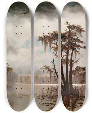 Triptych art skateboard deck of Joseph Rusling Meeker Bayou Scene by Joseph Rusling Meeker (1827-1889) Triptych art skateboard deck of Joseph Rusling Meeker Bayou Scene by Joseph Rusling Meeker (1827-1889)