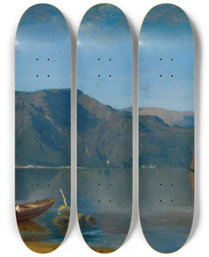 Triptych art skateboard deck of Amaldus Nielsen Laksetrapp Rosendal by Amaldus Nielsen (1838-1932)