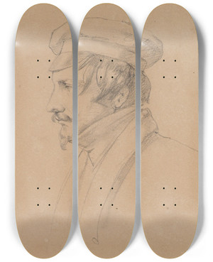 Triptych art skateboard deck of Friedrich Mosbrugger  Doppelbildnis Zweier Mnner by Friedrich Mosbrugger (1804-1830)