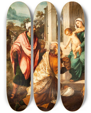 Triptych art skateboard deck of Bonifacio Veronese Adoration Of The Magi by Bonifacio Veronese (1487-1553) Triptych art skateboard deck of Bonifacio Veronese Adoration Of The Magi by Bonifacio Veronese (1487-1553)