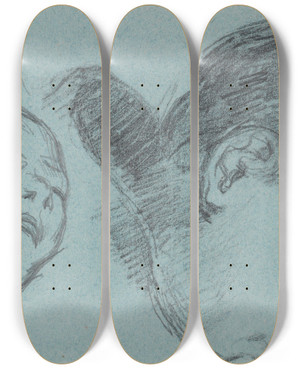 Triptych art skateboard deck of Paul Czanne Tudes De Ttes by Paul Cezanne (1839-1906)