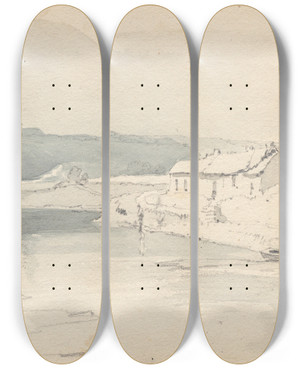 Triptych art skateboard deck of Samuel Prout Sketchbook On The by Samuel Prout (1783-1852)