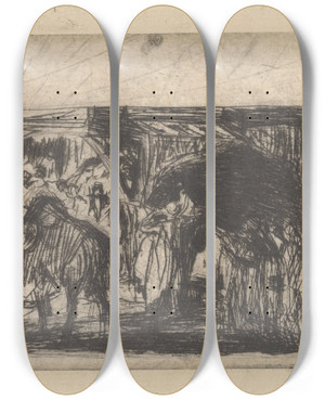 Triptych art skateboard deck of Marius Bauer Ottomaanse Optocht by Marius Bauer (1867-1932)