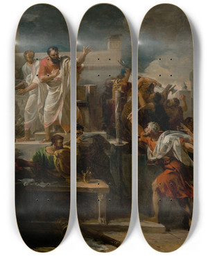Triptych art skateboard deck of Guillaumeguillon Lethire The Death Of Virginia_2 by Guillaume Guillon Lethiere (1760-1832)