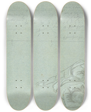 Triptych art skateboard deck of John Singleton Copley Two Dead Figures by John Singleton Copley (1738-1815)
