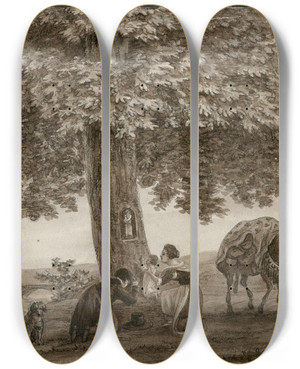 Triptych art skateboard deck of Otto Howen Reizigers In Devotie Voor Een Mariabeeldje Aan Een Boom by Otto Howen (1774-1848) Triptych art skateboard deck of Otto Howen Reizigers In Devotie Voor Een Mariabeeldje Aan Een Boom by Otto Howen (1774-1848)