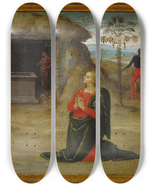 Triptych art skateboard deck of Pietro Perugino Noli Me Tangere by Pietro Perugino (1450-1523)